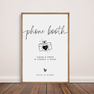 Poster Signe minimaliste moderne du Mariage de cabine pho