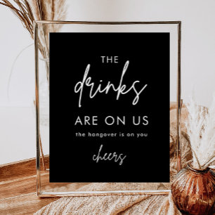 Poster Signe minimaliste noir amusant Mariage à barre ouv