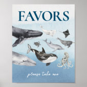 Poster Signe moderne Rustique Baby shower Océan Faveurs (Devant)