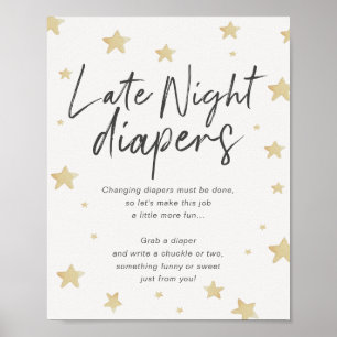 Poster Signe Moon Stars Baby shower Late Night Diapos