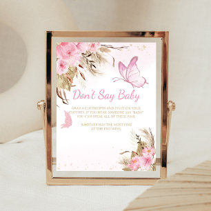 Poster Signe Ne Dis Pas Bébé Fleurs Papillon pour Baby Sh