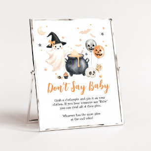 Poster Signe Ne Dis Pas Bébé Petit Boo Fantôme Orange