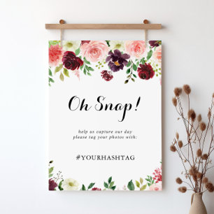 Poster Signe Oh Snap du Mariage Floral de printemps de Bo