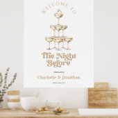 Poster Signe or Champagne Élégante Rétro Répétition Dîner (Cuisine)
