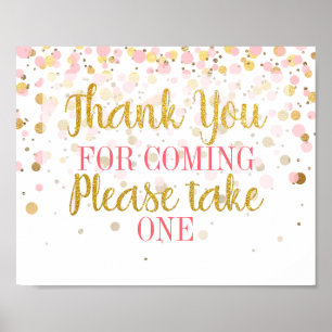 Poster Signe Parties scintillant en or rose Confetti Merc