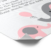 Poster Signe Pensées de couche de Baby shower rose élépha (Coin)