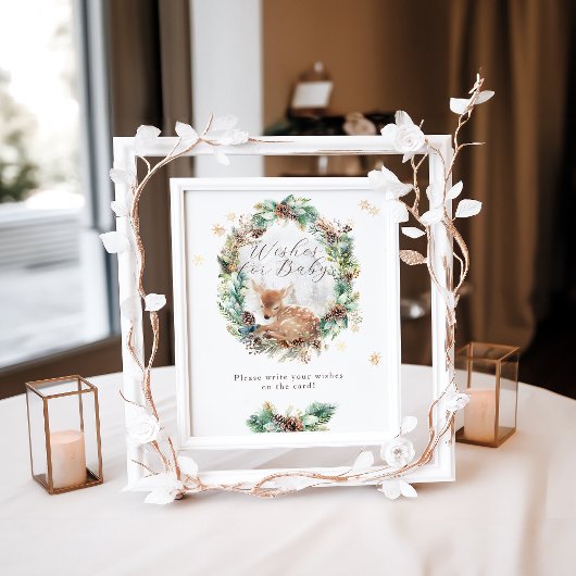 Poster SIGNE PERTINENT Baby shower forestier hivernal