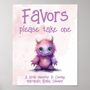 Poster Signe Petit Monstre Fille Baby shower Faveurs