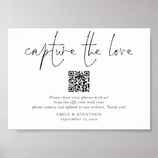 Poster Signe photo mariage QR Code Capture de l'amour (Devant)