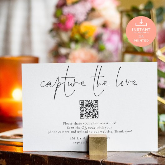 Poster Signe photo mariage QR Code Capture de l'amour