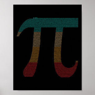 Poster Signe Pi vintage à 10000 chiffres - Mathématiques 