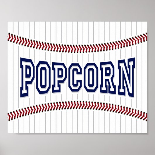 Poster Signe POPCORN du match de baseball (Devant)