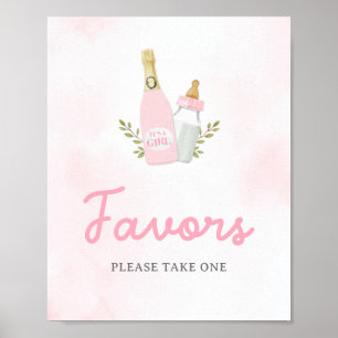 Poster Signe Poppin Bouteilles Fille Baby shower Faveurs