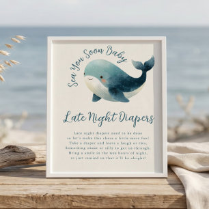 Poster Signe pour Baby Shower couche tardive "Sea You Soo