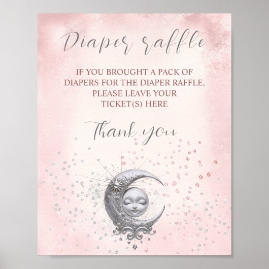 Poster Signe Raffle Baby shower Fille Lune Au-Dessus De L (Devant)