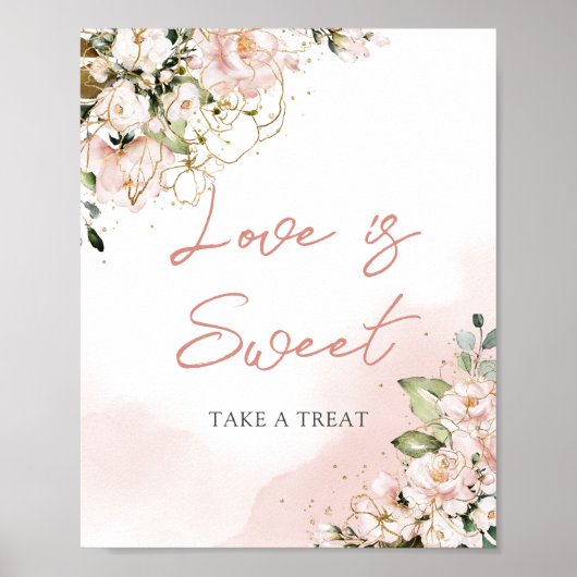 Poster Signe ravissant de fleurs rose pastel boho l'amour (Devant)