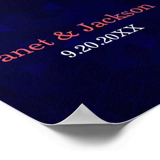 Poster Signe Rose bleu foncé et corail (Coin)