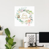 Poster Signe Rose or de bois Sprinkle Script bébé (Bureau à domicile)
