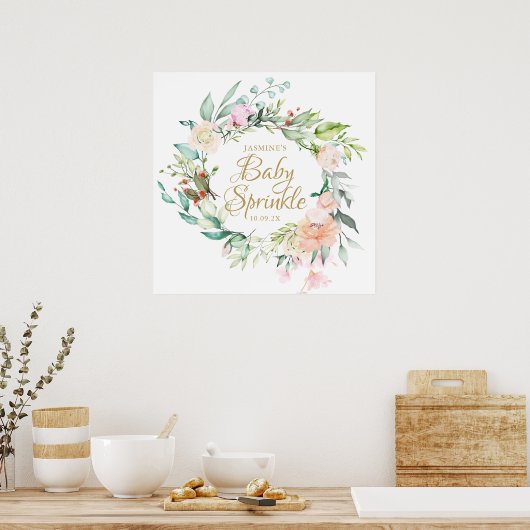 Poster Signe Rose or de bois Sprinkle Script bébé (Cuisine)