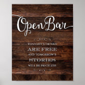 Poster Signe Rustic Chic OPEN BAR Party (Devant)