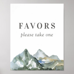 Poster Signe Rustique Aquarelle Montagne Faveurs Mariage
