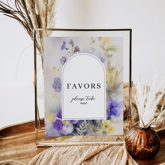 Poster Signe Rustique Aquarelle violet et jaune Faveurs