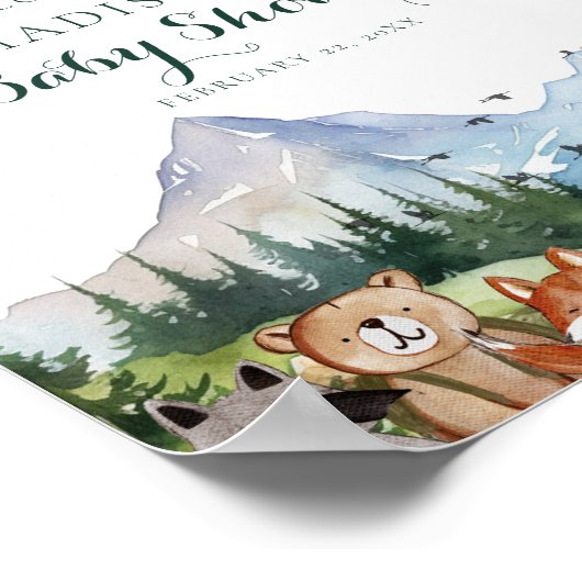 Poster Signe Rustique Baby shower animal bois Faveurs (Coin)