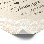 Poster Signe Rustique Burlap Dentelle Florale Faveurs de  (Coin)