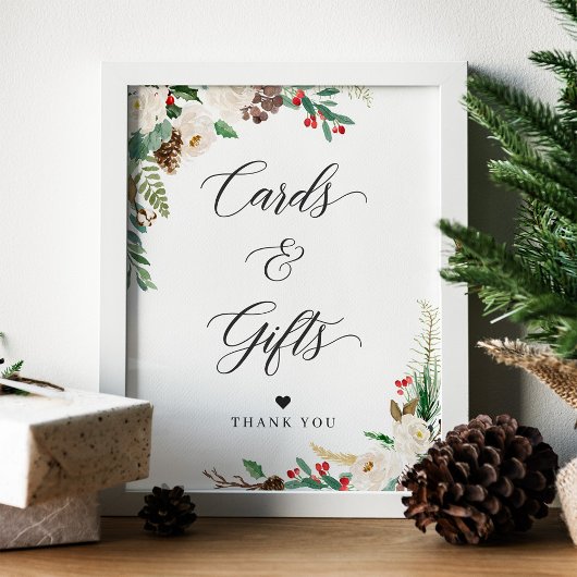 Poster Signe Rustique Floral Berries d'hiver Cartes et ca