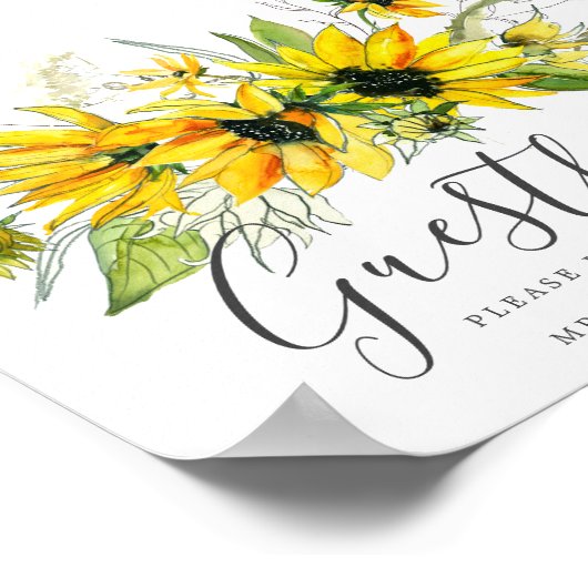 Poster Signe Rustique Mariage de tournesol (Coin)