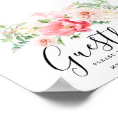 Poster Signe Rustique rose Floral Mariage (Coin)