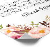 Poster Signe Rustique Rose Floral Mariage Temps Capsule (Coin)