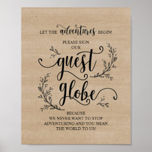 Poster Signe Rustique Vins Mariage Signe Notre Globe Invi
