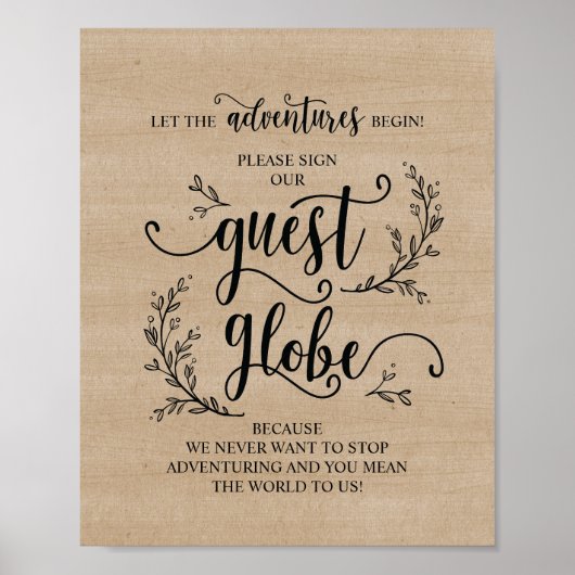 Poster Signe Rustique Vins Mariage Signe Notre Globe Invi (Devant)