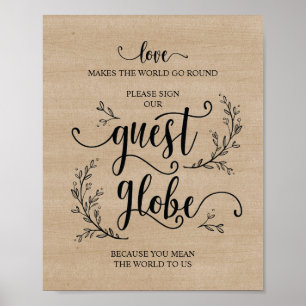 Poster SIGNE Rustique Vins Mariage Signé Notre Globe Invi