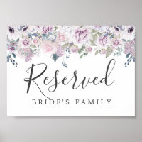 Signe Rustique violet blanc Floral Mariage Réservé