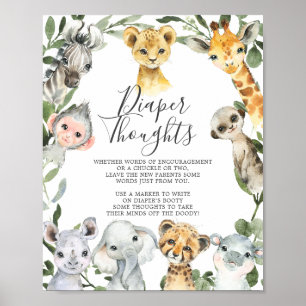 Poster Signe Safari Animaux Baby showers Pensées de couch