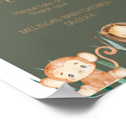 Poster Signe Safari Jungle Thème Fête Faveurs (Coin)