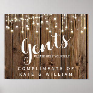 Poster Signe salle de bain Gents -produits de toilette lu