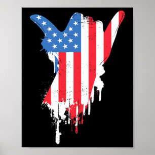 Poster Signe Shaka Vintage Drapeau Américain Usa - Surf E