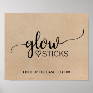 Poster Signe simple Faux Kraft Calligraphie Glow Sticks