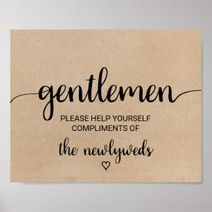 Poster Signe simple Faux Kraft Gentlemen Salle de bain