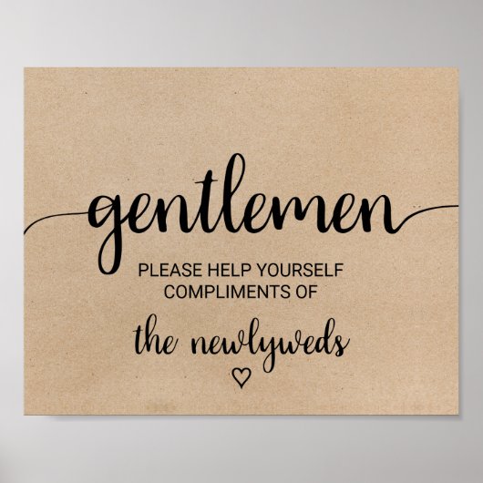 Poster Signe simple Faux Kraft Gentlemen Salle de bain (Devant)