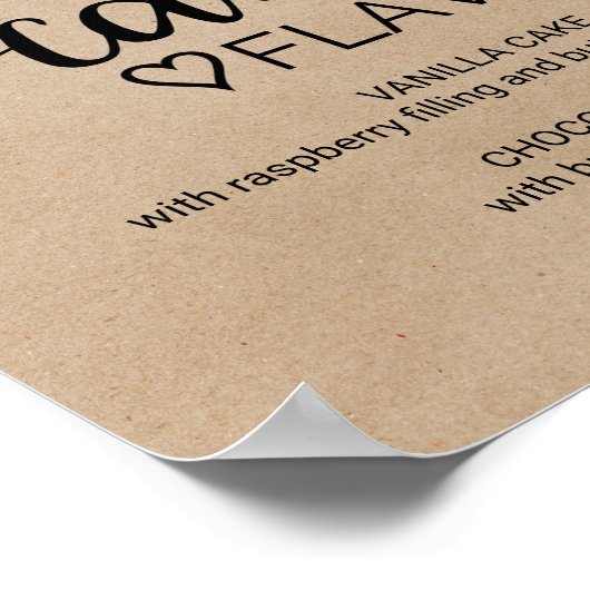 Poster Signe simple Faux Kraft Mariage Saveurs de gâteau (Coin)