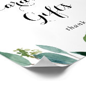 Poster Signe simple floral vert Feuilles et cadeaux (Coin)