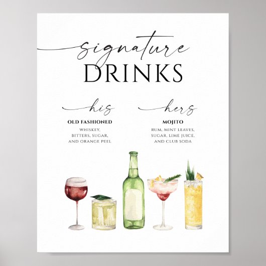 Poster SIGNE SIMPLE SIMPLE Signature Mariage Boissons (Devant)