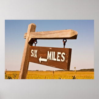 Poster SIGNE SIX MILES SUR L'Ile Tybee, Géorgie