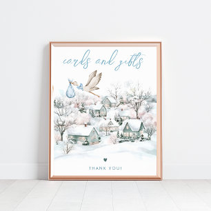 Poster Signe Story Boy Baby shower d'hiver Cartes et cade