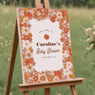 Poster SIGNE super Baby shower rose orange rétro