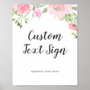 Poster Signe texte personnalisé Mariage Spring Peony